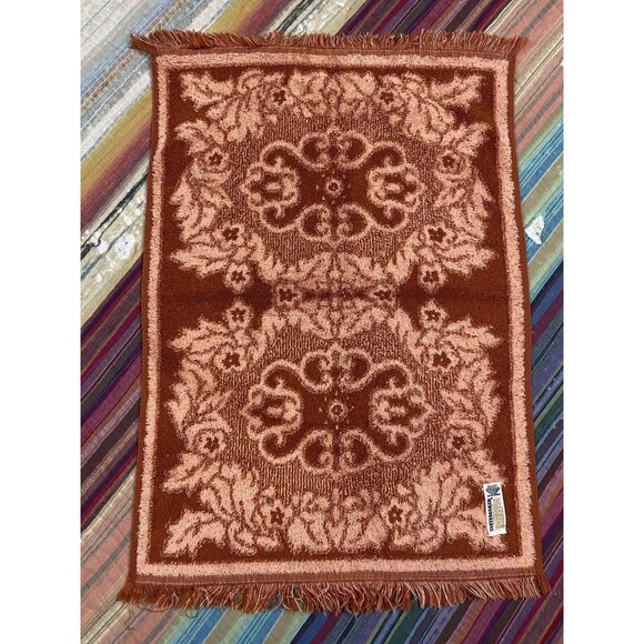 Vtg Tastemaker Orange Peach Sculpted Reversible Floral Hand Towel Washcloths - Picture 6 of 10